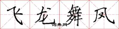 侯登峰飛龍舞鳳楷書怎么寫