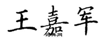 丁謙王嘉軍楷書個性簽名怎么寫