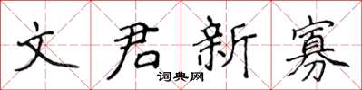 侯登峰文君新寡楷書怎么寫