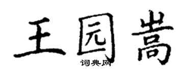 丁謙王園嵩楷書個性簽名怎么寫