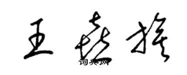 梁錦英王喜旗草書個性簽名怎么寫