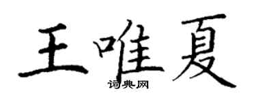 丁謙王唯夏楷書個性簽名怎么寫