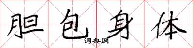袁強膽包身體楷書怎么寫