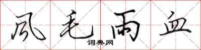 田英章風毛雨血行書怎么寫