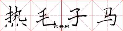 侯登峰熱毛子馬楷書怎么寫