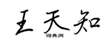 王正良王天知行書個性簽名怎么寫