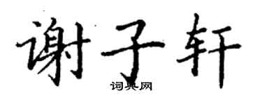 丁謙謝子軒楷書個性簽名怎么寫