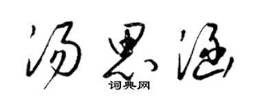 梁錦英湯思涵草書個性簽名怎么寫
