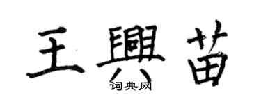 何伯昌王興苗楷書個性簽名怎么寫