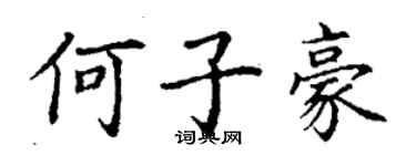 丁謙何子豪楷書個性簽名怎么寫