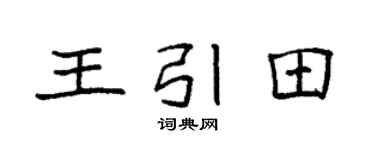 袁強王引田楷書個性簽名怎么寫