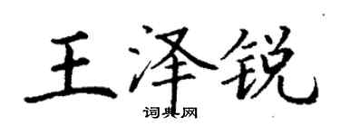 丁謙王澤銳楷書個性簽名怎么寫