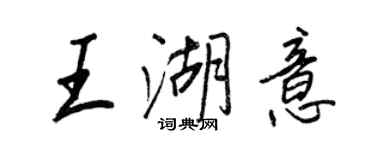 王正良王湖意行書個性簽名怎么寫
