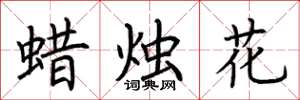 荊霄鵬蠟燭花楷書怎么寫