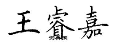 丁謙王睿嘉楷書個性簽名怎么寫