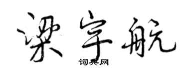 曾慶福梁宇航行書個性簽名怎么寫