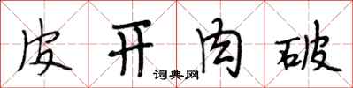 段相林皮開肉破行書怎么寫