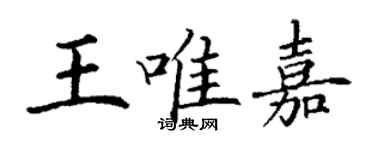 丁謙王唯嘉楷書個性簽名怎么寫