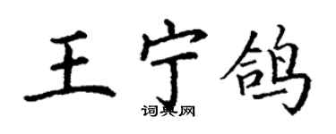 丁謙王寧鴿楷書個性簽名怎么寫