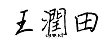 王正良王潤田行書個性簽名怎么寫