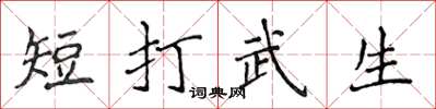 侯登峰短打武生楷書怎么寫