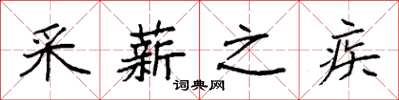 袁強採薪之疾楷書怎么寫