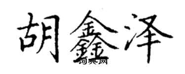 丁謙胡鑫澤楷書個性簽名怎么寫