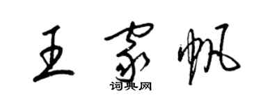 梁錦英王家帆草書個性簽名怎么寫