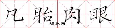 黃華生凡胎肉眼楷書怎么寫