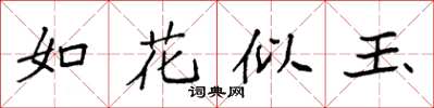 袁強如花似玉楷書怎么寫