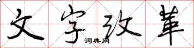 曾慶福文字改革行書怎么寫