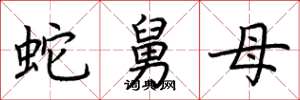 荊霄鵬蛇舅母楷書怎么寫