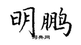 丁謙明鵬楷書個性簽名怎么寫