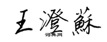 王正良王澄蘇行書個性簽名怎么寫