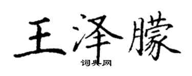丁謙王澤朦楷書個性簽名怎么寫