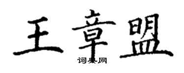 丁謙王章盟楷書個性簽名怎么寫