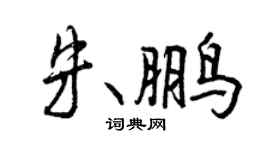 曾慶福朱鵬行書個性簽名怎么寫