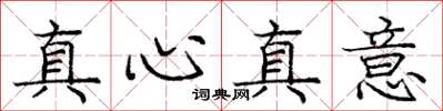 龐中華真心真意楷書怎么寫
