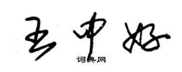 朱錫榮王中好草書個性簽名怎么寫