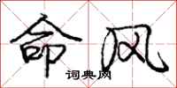 龐中華命風行書怎么寫