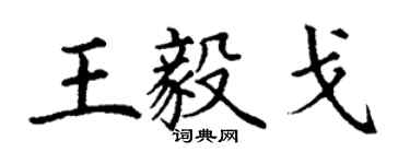 丁謙王毅戈楷書個性簽名怎么寫