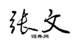 曾慶福張文行書個性簽名怎么寫