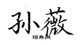 丁謙孫薇楷書個性簽名怎么寫