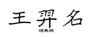 袁強王羿名楷書個性簽名怎么寫