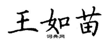 丁謙王如苗楷書個性簽名怎么寫