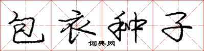 龐中華包衣種子行書怎么寫