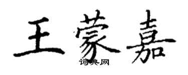 丁謙王蒙嘉楷書個性簽名怎么寫