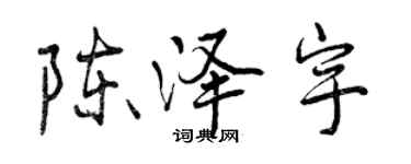 曾慶福陳澤宇行書個性簽名怎么寫