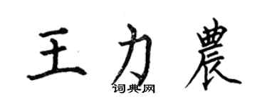 何伯昌王力農楷書個性簽名怎么寫