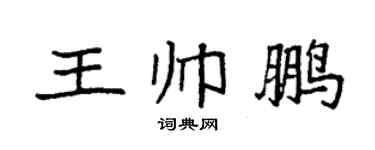 袁強王帥鵬楷書個性簽名怎么寫